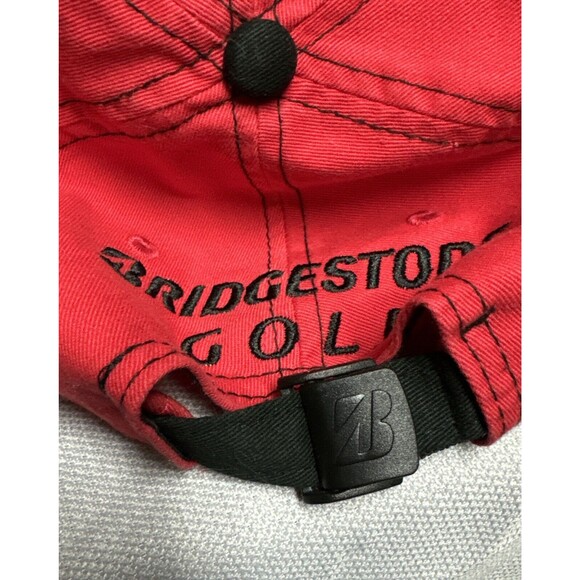 Bridgestone Golf Adjustable Hat Red With Black Stitching - Picture 4 of 6